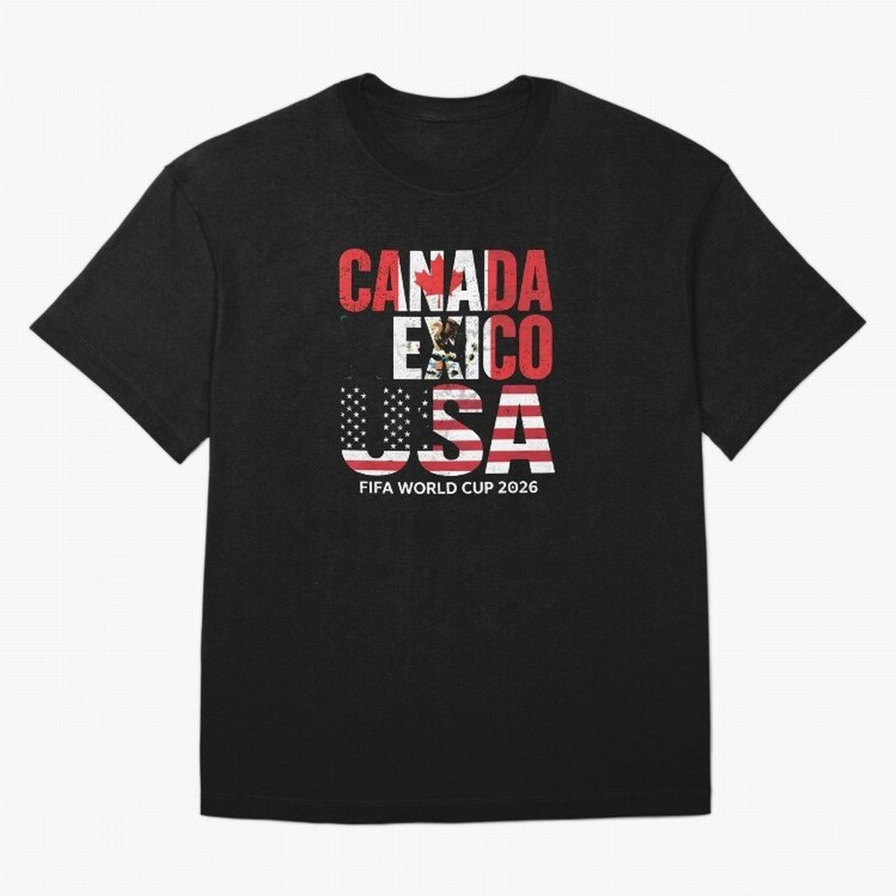 United 2026 World Cup - Canada, Mexico, USA Flags T-Shirt_83138002 Oversized T-Shirt Feel the Heartbeat of Match Day Hype around FIFA World Cup 2026 Group Stage, Haaland, France, Tournament Hype, Historic Matchups, Family Viewing Parties and Global