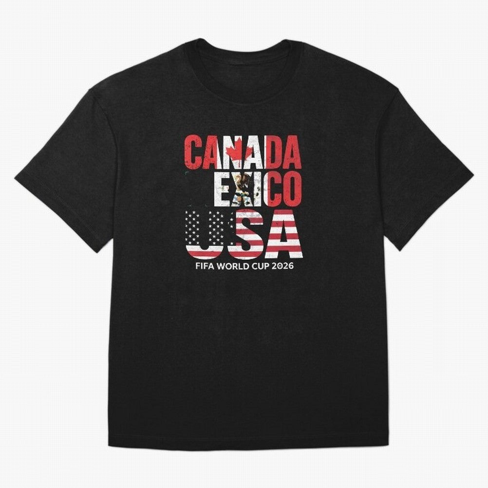United 2026 World Cup - Canada, Mexico, USA Flags T-Shirt_83138002 Oversized T-Shirt Support Global Football Passion for FIFA World Cup 2026, Driven by CR7, England and Germany, Supporter Pride, Iconic Celebrations, Legendary Names and Global Match