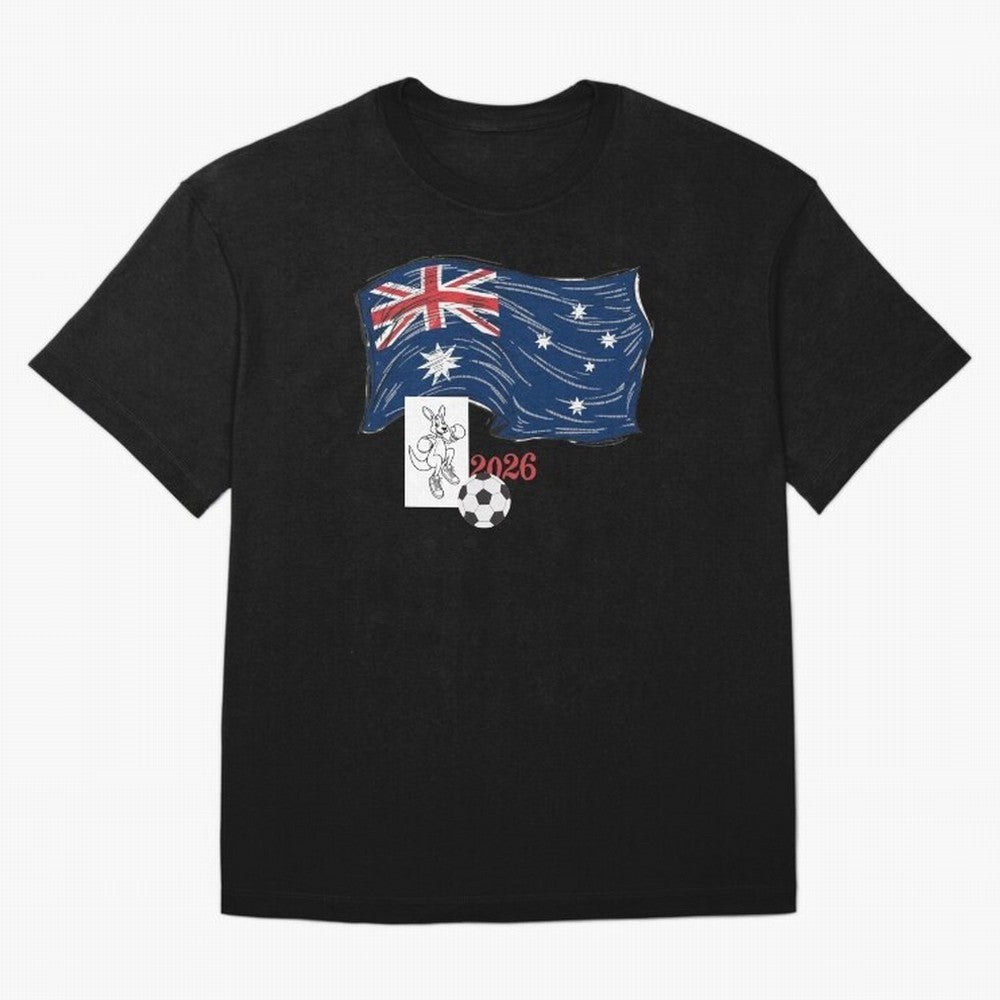 Australia 2026 Soccer Pride - Boxing Kangaroo & Dynamic Waving Flag. Oversized T-Shirt Celebrate Fan Favorites in FIFA World Cup 2026 for Fans of Messi, CR7 and Mbappe and Spain, Bringing Championship Spirit, Famous Goals, Roaring Crowds and