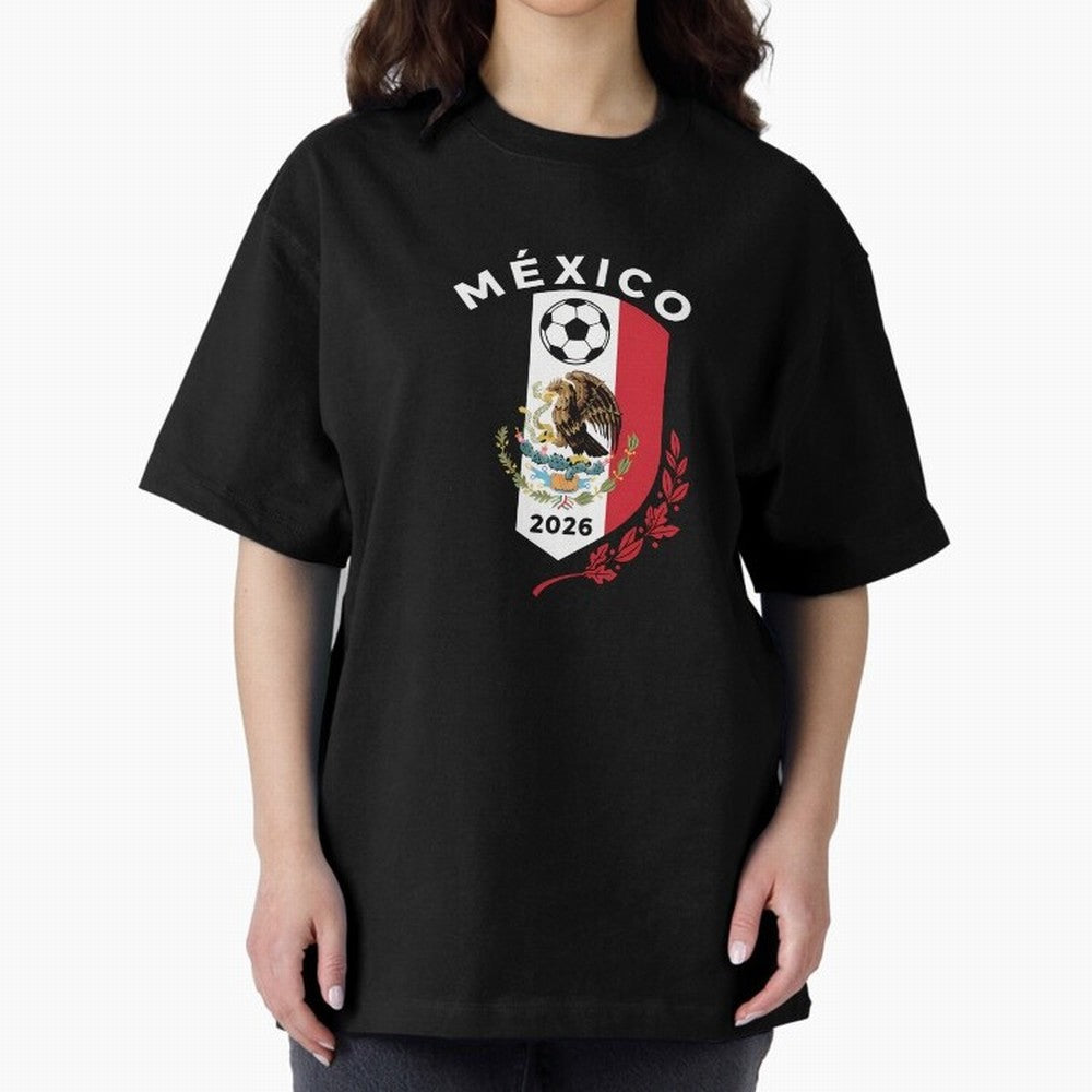 Mexico Emblem World Cup Soccer 2026 Football Crew T-Shirt_83050167 Oversized T-Shirt Keep Football History Alive during the FIFA World Cup 2026 USA Canada Mexico Journey through Mbappe Highlights, France Pride, Championship Spirit, Famous Goals,