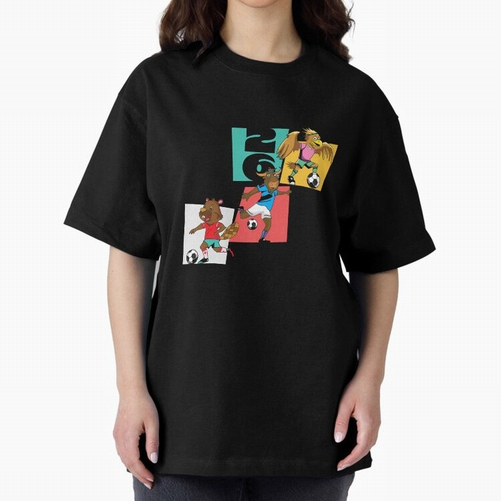 North America Mascots 2 T-Shirt_83568192 Oversized T-Shirt Make Game Day About FIFA World Cup 2026 Group Stage Spirit, Made for France, Messi, Game Day Rituals, Football Legends, Country Pride and the Road to the Final; Perfect for People Who Love