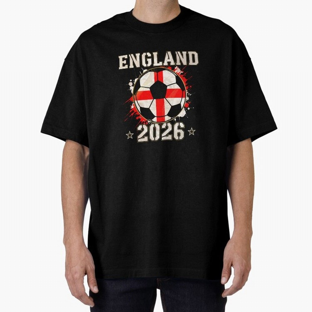 Front Print England Soccer World Cup 2026 - English Fan Gift T-Shirt_84562392 Oversized T-Shirt Celebrate Global Football Passion for FIFA World Cup 2026 Group Stage, Celebrating CR7, Germany, Global Supporter Spirit, Legendary Goals, National