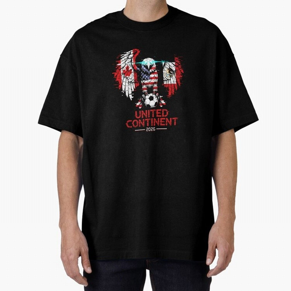 Glitched North America Eagle World Cup Soccer 2026 T-Shirt_83958408 Oversized T-Shirt Celebrate National Team Dreams in FIFA World Cup 2026 USA Canada Mexico for Fans of CR7 and Messi and Spain, Bringing Sports Nostalgia, International Competition,