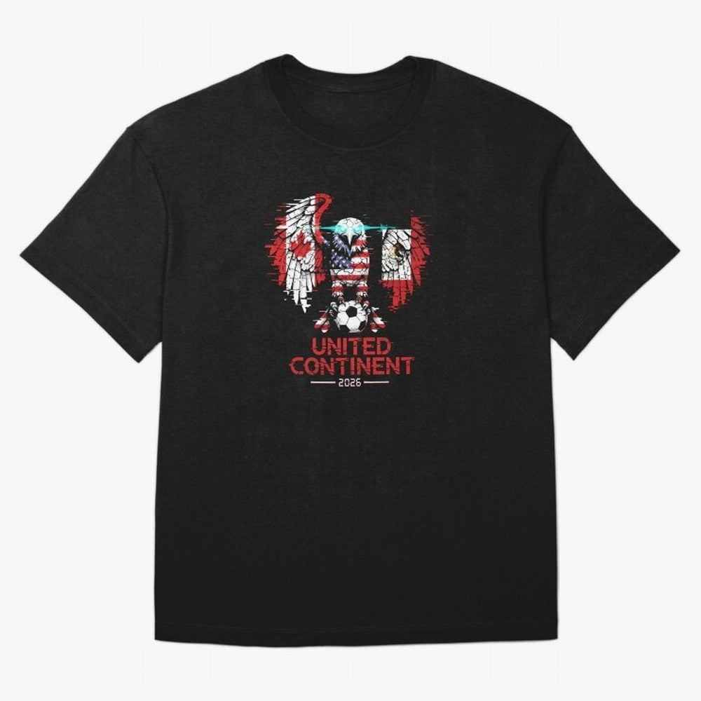 Glitched North America Eagle World Cup Soccer 2026 T-Shirt_83958408 Oversized T-Shirt Celebrate National Team Dreams in FIFA World Cup 2026 USA Canada Mexico for Fans of CR7 and Messi and Spain, Bringing Sports Nostalgia, International Competition,