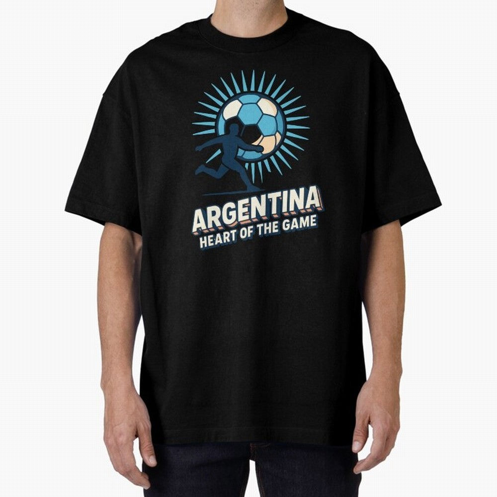 Argentina Heart of the Game ¨C Retro Soccer Fan Design Oversized T-Shirt Support the Legends of Global Football Passion for FIFA World Cup 2026, Capturing CR7, Germany, Game Day Rituals, Football Legends, Country Pride and the Road to the Final;