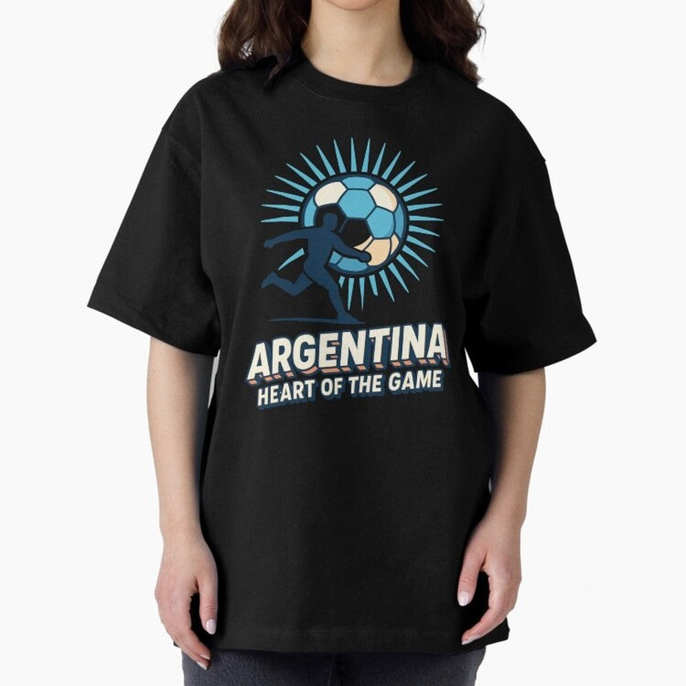Argentina Heart of the Game ¨C Retro Soccer Fan Design Oversized T-Shirt Support the Legends of Global Football Passion for FIFA World Cup 2026, Capturing CR7, Germany, Game Day Rituals, Football Legends, Country Pride and the Road to the Final;