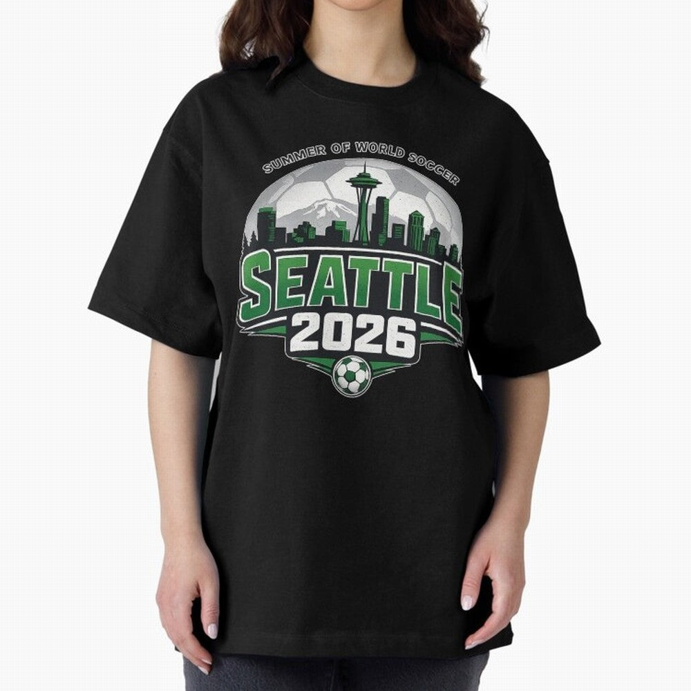 World Soccer Tournament Cup 2026 Seattle Oversized T-Shirt Make Memories around FIFA World Cup 2026 Group Stage for Fans of Haaland and Spain, Bringing Supporter Pride, Iconic Celebrations, Legendary Names and Global Match Day Energy; Perfect for