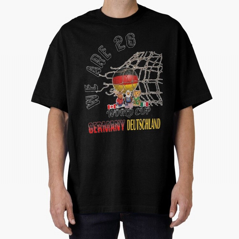 World cup 26 - Germany Oversized T-Shirt Live the Energy of FIFA World Cup 2026 Spirit, with Argentina and Brazil, Messi, CR7 and Mbappe, Sports Nostalgia, International Competition, Famous Players and Unforgettable Victories; Ideal for Fans Who