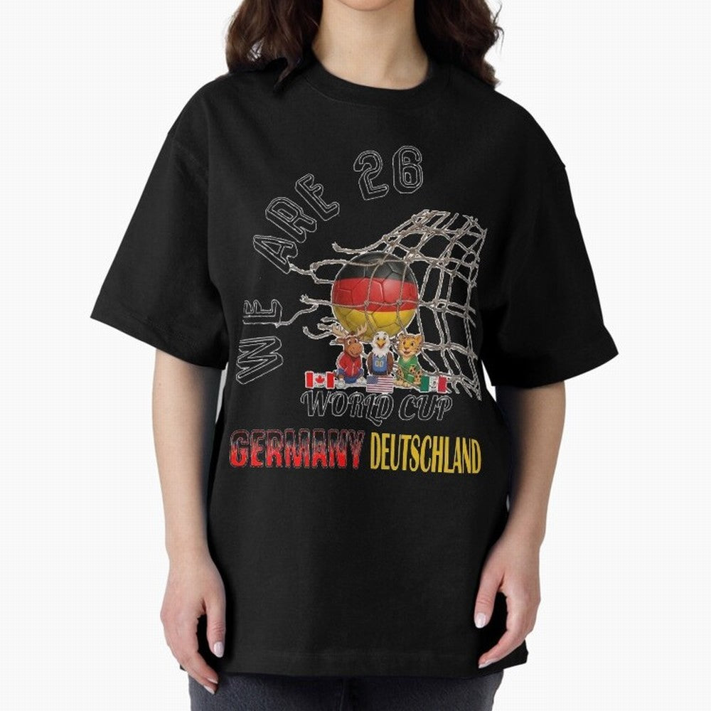 World cup 26 - Germany Oversized T-Shirt Live the Energy of FIFA World Cup 2026 Spirit, with Argentina and Brazil, Messi, CR7 and Mbappe, Sports Nostalgia, International Competition, Famous Players and Unforgettable Victories; Ideal for Fans Who