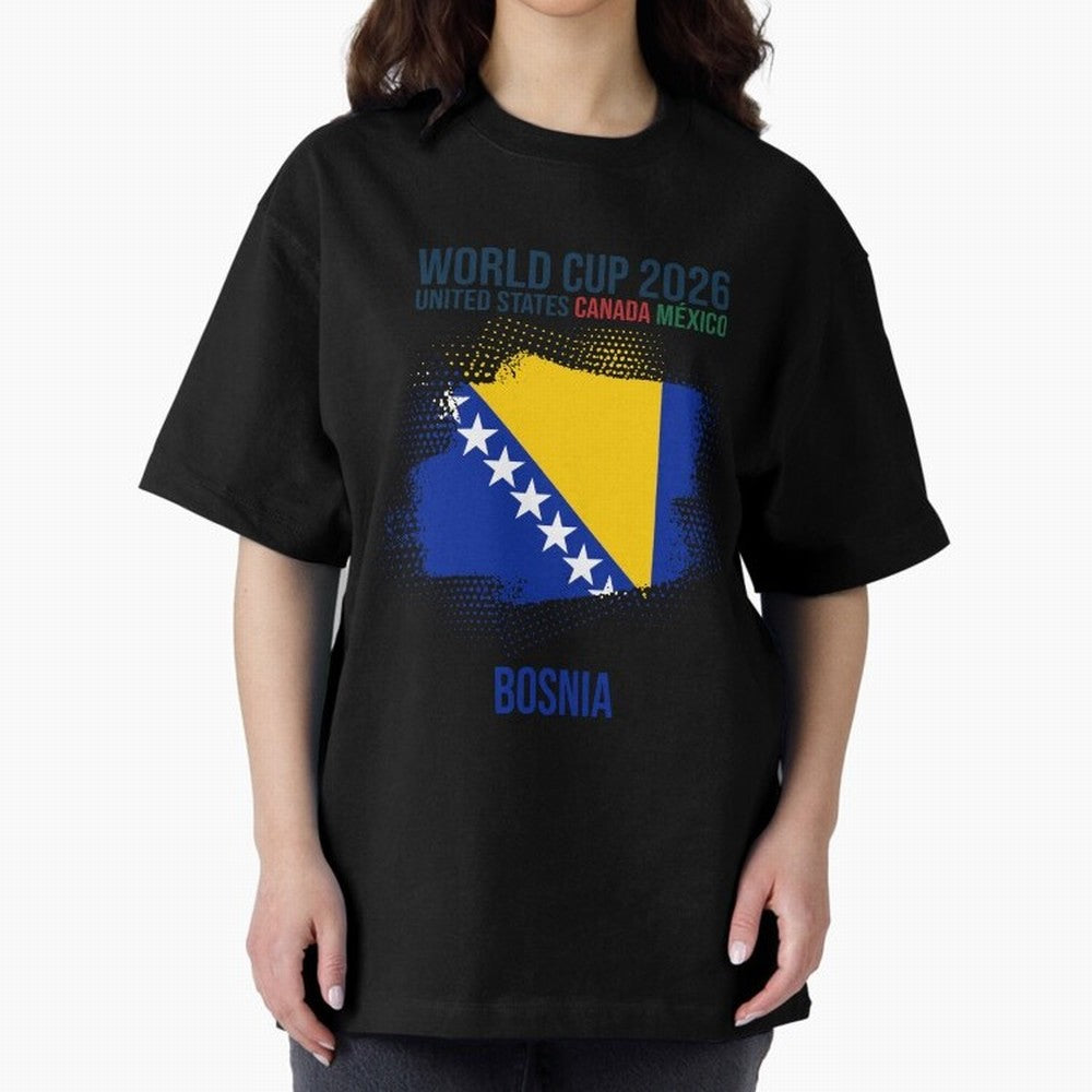 BOSNIA WORLD CUP 2026 Oversized T-Shirt Feel the Roar of the FIFA World Cup 2026 Journey through CR7 and Messi Highlights, Argentina Pride, Retro Football Energy, Iconic Rivalries, Trophy Chase Drama and Stadium Atmosphere; Ideal for Fans Who