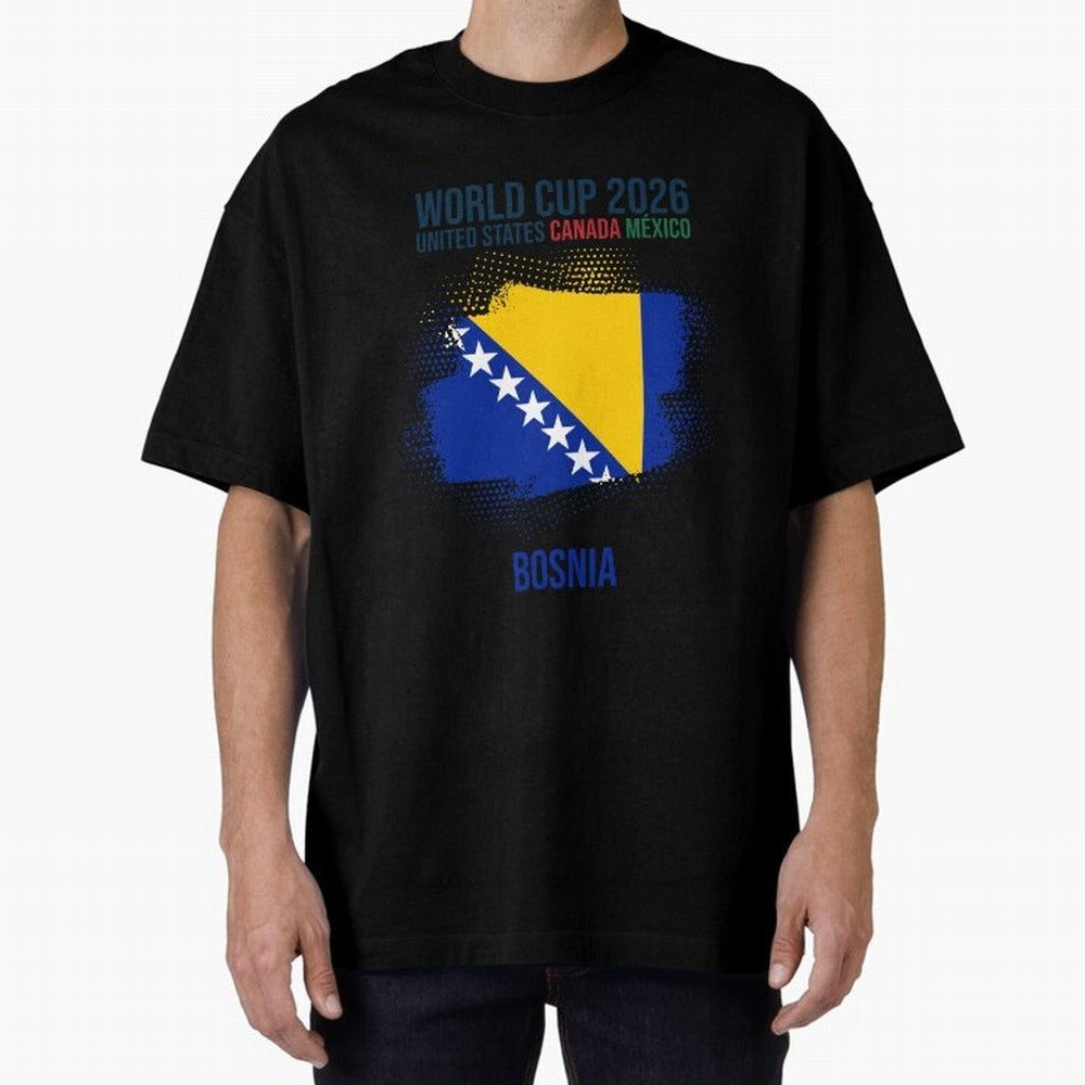 BOSNIA WORLD CUP 2026 Oversized T-Shirt Feel the Roar of the FIFA World Cup 2026 Journey through CR7 and Messi Highlights, Argentina Pride, Retro Football Energy, Iconic Rivalries, Trophy Chase Drama and Stadium Atmosphere; Ideal for Fans Who