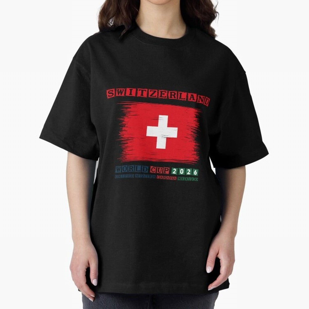 SWETZERLAND WORLD CUP 2026 Oversized T-Shirt Celebrate Global Passion for FIFA World Cup 2026 for Fans of Haaland and Brazil, Portugal and Argentina, Bringing Goal Celebration Energy, Supporter Heritage, Football Icons and Worldwide Tournament Joy;