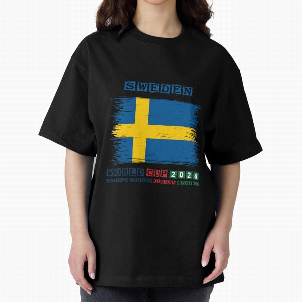 SWEDEN WORLD CUP 2026 Oversized T-Shirt Support Your Favorite Stars during Match Day Hype around FIFA World Cup 2026 Group Stage, Messi and Cristiano Ronaldo, Argentina, France and Brazil, Sports Nostalgia, International Competition, Famous Players