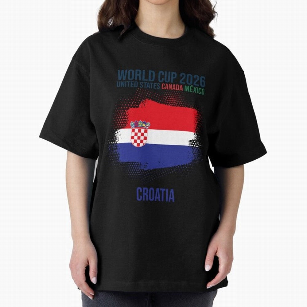 CROATIA WORLD CUP 2026 Oversized T-Shirt Enjoy Match Day Hype around FIFA World Cup 2026 USA Canada Mexico, Messi, England, Retro Football Energy, Iconic Rivalries, Trophy Chase Drama and Stadium Atmosphere; Ideal for Fans Who Follow Messi,