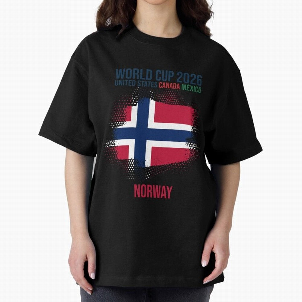 NORWAY WORLD CUP 2026 Oversized T-Shirt Back Your Heroes with Global Football Passion for FIFA World Cup 2026 USA Canada Mexico, Featuring Haaland and Mbappe, England and Germany, Stadium Memories, Football Loyalty, International Chants and