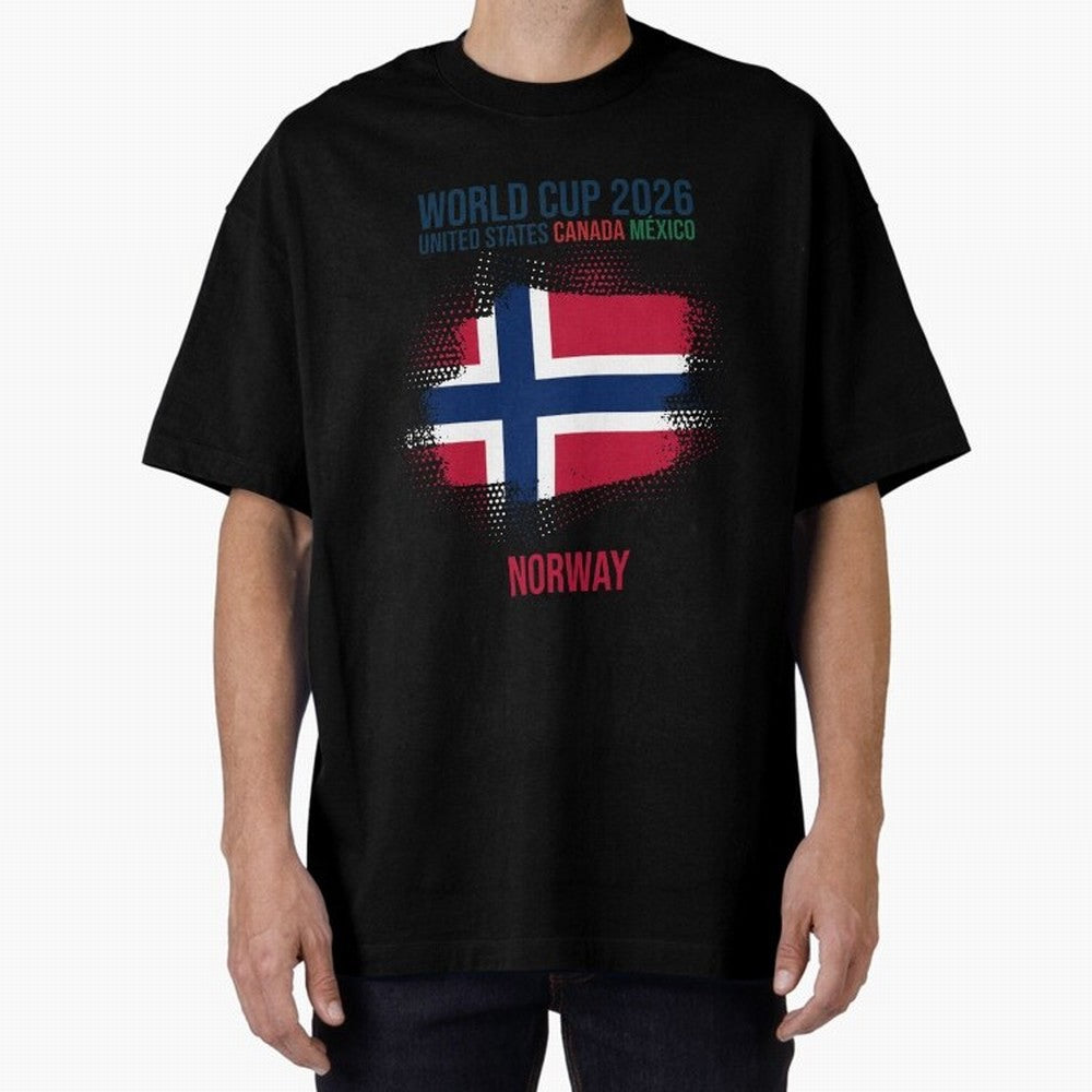 NORWAY WORLD CUP 2026 Oversized T-Shirt Back Your Heroes with Global Football Passion for FIFA World Cup 2026 USA Canada Mexico, Featuring Haaland and Mbappe, England and Germany, Stadium Memories, Football Loyalty, International Chants and