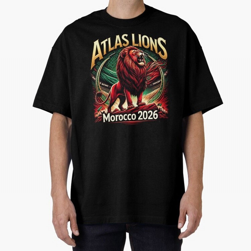 Morocco Football - World Cup 2026 Oversized T-Shirt Carry the Dream of Global Football Passion for FIFA World Cup 2026, Featuring Messi and Cristiano Ronaldo, England, France and Netherlands, Global Supporter Spirit, Legendary Goals, National
