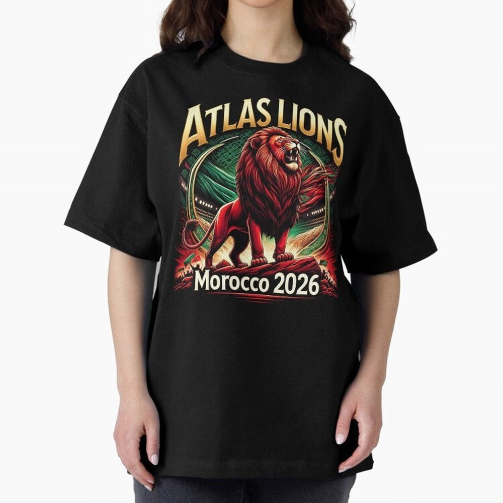 Morocco Football - World Cup 2026 Oversized T-Shirt Carry the Dream of Global Football Passion for FIFA World Cup 2026, Featuring Messi and Cristiano Ronaldo, England, France and Netherlands, Global Supporter Spirit, Legendary Goals, National