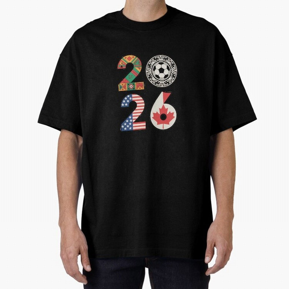2026 Football Countries Design ¨C USA, Canada & Mexico Inspired Art Oversized T-Shirt Join FIFA World Cup 2026 Made for Messi and Cristiano Ronaldo, England Energy, Vintage Soccer Flavor, Modern Football Stars, National Flags and Final Night