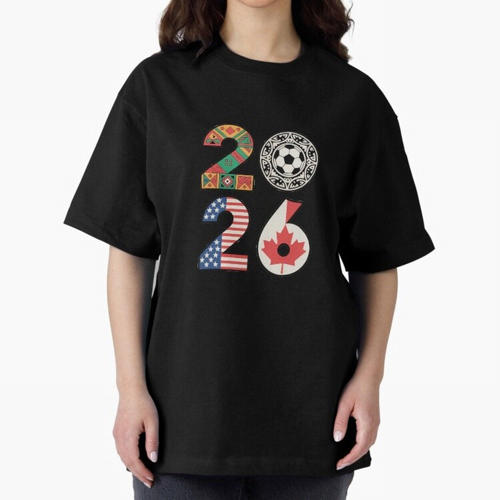 2026 Football Countries Design ¨C USA, Canada & Mexico Inspired Art Oversized T-Shirt Join FIFA World Cup 2026 Made for Messi and Cristiano Ronaldo, England Energy, Vintage Soccer Flavor, Modern Football Stars, National Flags and Final Night