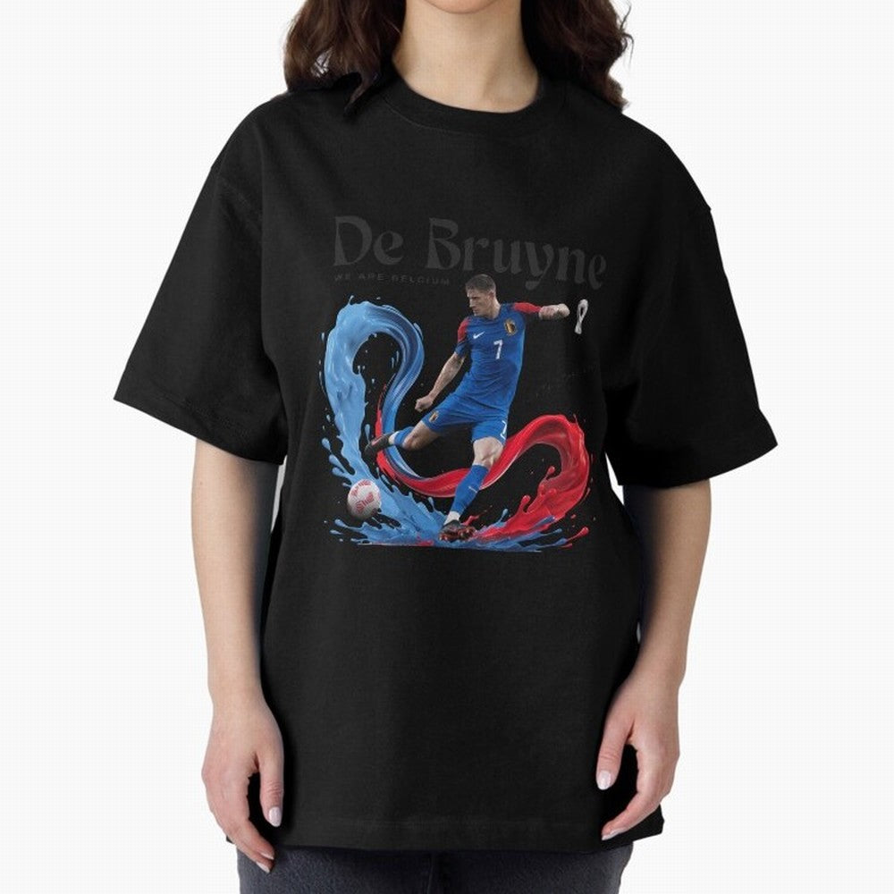De Bruyne - We are Belgium Oversized T-Shirt Join the Countdown to FIFA World Cup 2026 USA Canada Mexico for Fans of Neymar, Haaland and Cristiano Ronaldo and Argentina, France and Brazil, Bringing Retro Football Energy, Iconic Rivalries, Trophy