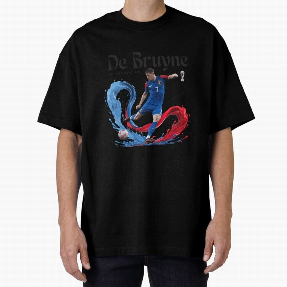 De Bruyne - We are Belgium Oversized T-Shirt Join the Countdown to FIFA World Cup 2026 USA Canada Mexico for Fans of Neymar, Haaland and Cristiano Ronaldo and Argentina, France and Brazil, Bringing Retro Football Energy, Iconic Rivalries, Trophy