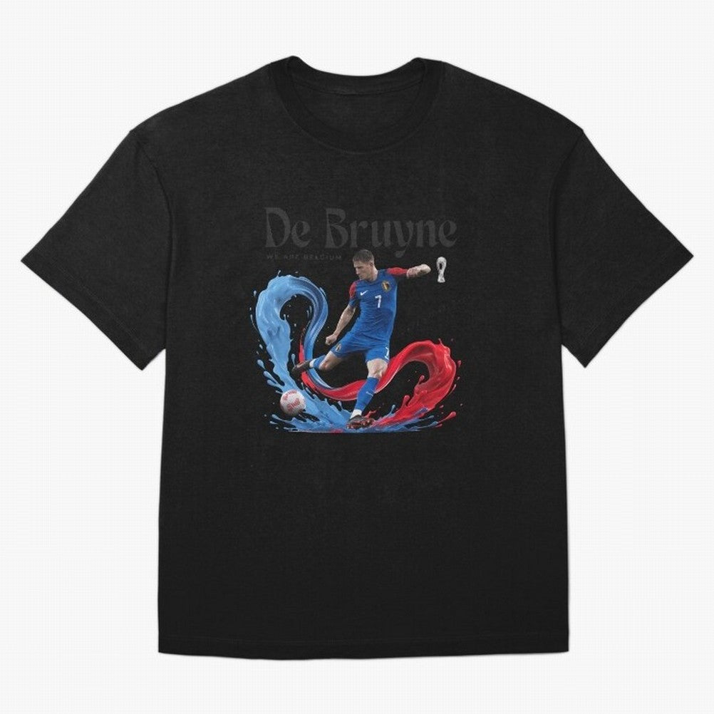 De Bruyne - We are Belgium Oversized T-Shirt Join the Countdown to FIFA World Cup 2026 USA Canada Mexico for Fans of Neymar, Haaland and Cristiano Ronaldo and Argentina, France and Brazil, Bringing Retro Football Energy, Iconic Rivalries, Trophy