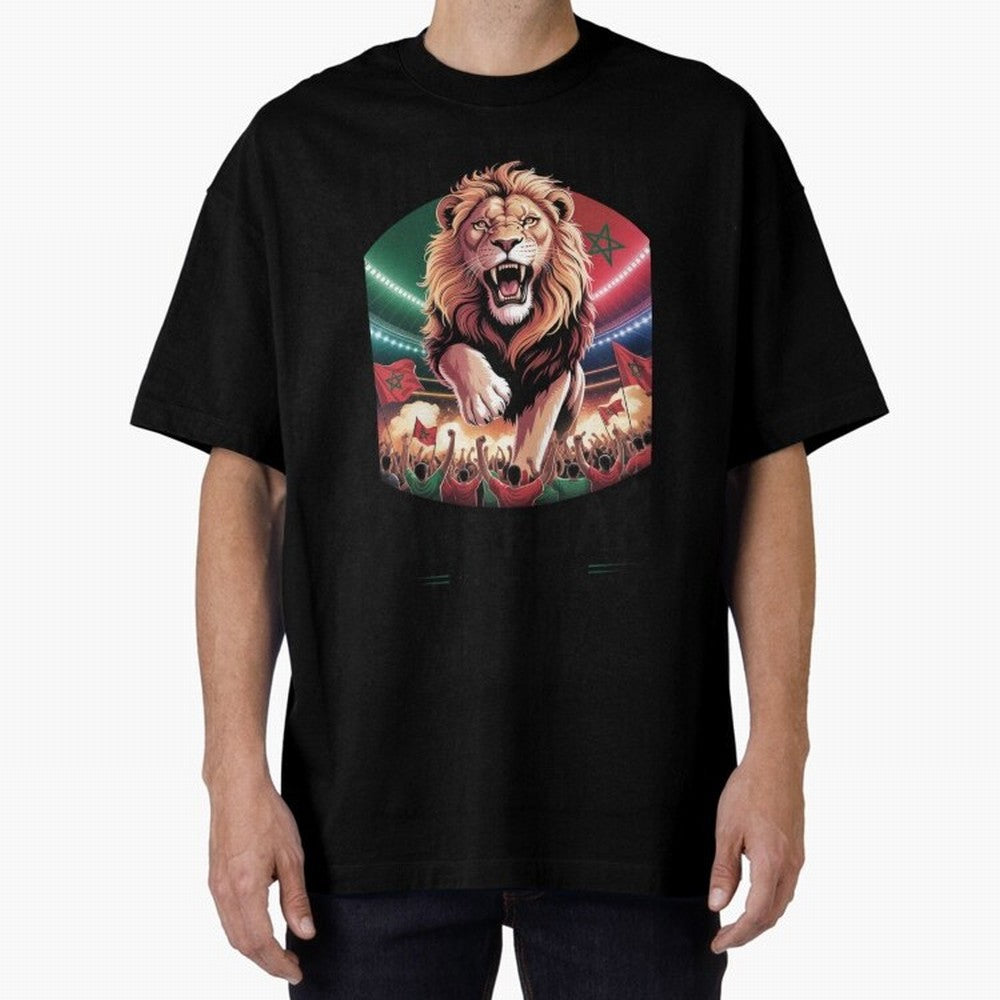 Morocco Football - One Nation, One Roar Oversized T-Shirt Celebrate Fan Culture around Global Football Passion for FIFA World Cup 2026 USA Canada Mexico, Connected to Haaland, Netherlands, Soccer Culture, Superstar Moments, National Team Dreams and