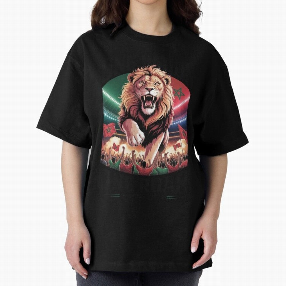 Morocco Football - One Nation, One Roar Oversized T-Shirt Celebrate Fan Culture around Global Football Passion for FIFA World Cup 2026 USA Canada Mexico, Connected to Haaland, Netherlands, Soccer Culture, Superstar Moments, National Team Dreams and