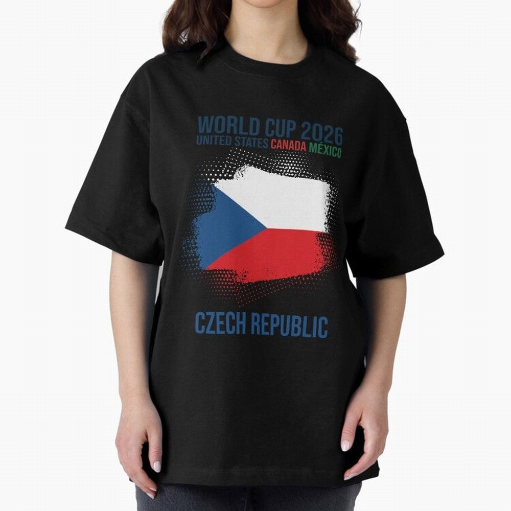 Czech Republic WORLD CUP 2026 Oversized T-Shirt Show Up for the Glory of Global Football Passion for FIFA World Cup 2026 Group Stage, with Messi and Cristiano Ronaldo, Portugal, Spain and Germany, Classic Soccer Heritage, Championship Pressure, Fan