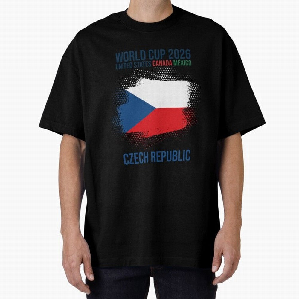 Czech Republic WORLD CUP 2026 Oversized T-Shirt Show Up for the Glory of Global Football Passion for FIFA World Cup 2026 Group Stage, with Messi and Cristiano Ronaldo, Portugal, Spain and Germany, Classic Soccer Heritage, Championship Pressure, Fan