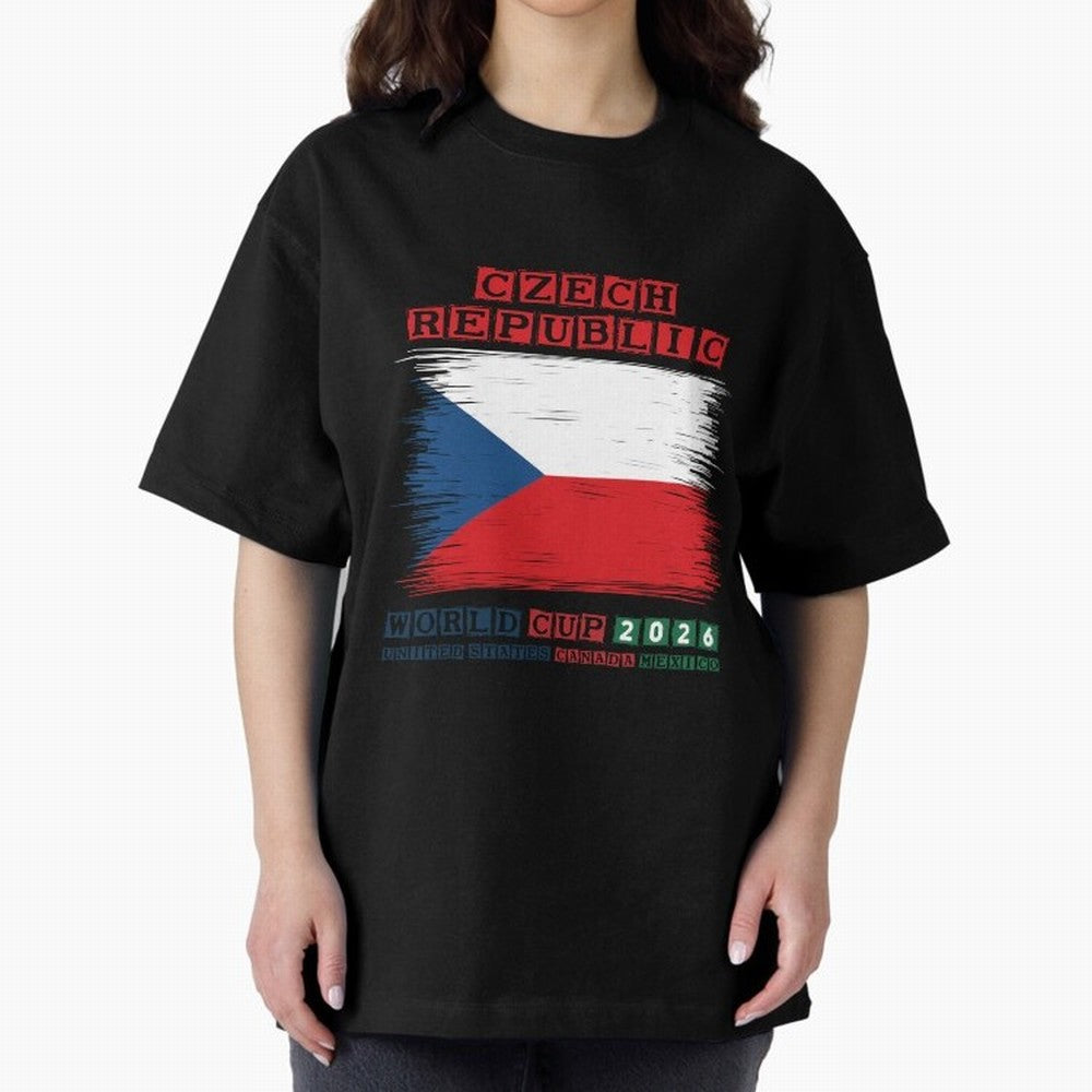 Czech Republic WORLD CUP 2026 Oversized T-Shirt Relive Legendary Nights from FIFA World Cup 2026 for Fans of Haaland and Mbappe and Argentina, France and Brazil, Bringing Championship Spirit, Famous Goals, Roaring Crowds and International Football