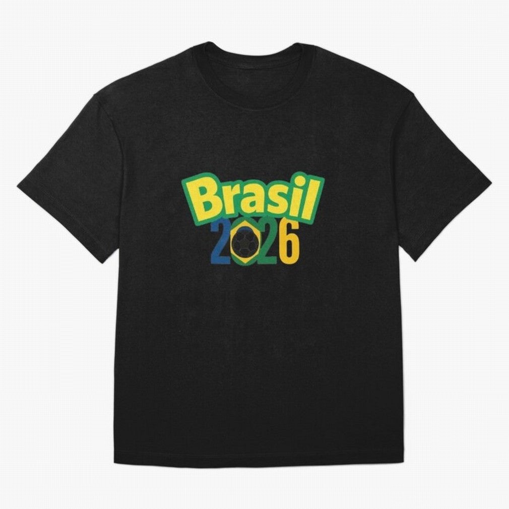 Brasil 2026 Football Mission - Road to Next World Cup T-Shirt Oversized T-Shirt Celebrate Soccer Greatness during the FIFA World Cup 2026 Journey through Neymar, Haaland and Cristiano Ronaldo Highlights, England and Germany Pride, Sports Nostalgia,