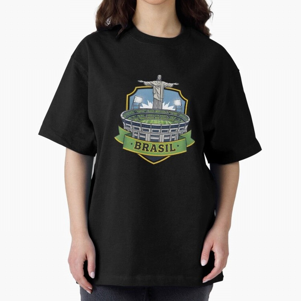 Brazil - World Cup 2026 Oversized T-Shirt Support FIFA World Cup 2026 USA Canada Mexico Capturing Mbappe, Brazil Energy, Football Festival Excitement, Trophy Ambitions, Country Rivalries and Star Player Buzz; Created for Match Day Parties, Soccer