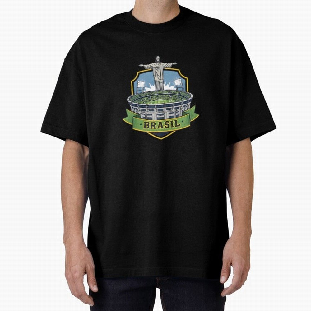 Brazil - World Cup 2026 Oversized T-Shirt Support FIFA World Cup 2026 USA Canada Mexico Capturing Mbappe, Brazil Energy, Football Festival Excitement, Trophy Ambitions, Country Rivalries and Star Player Buzz; Created for Match Day Parties, Soccer