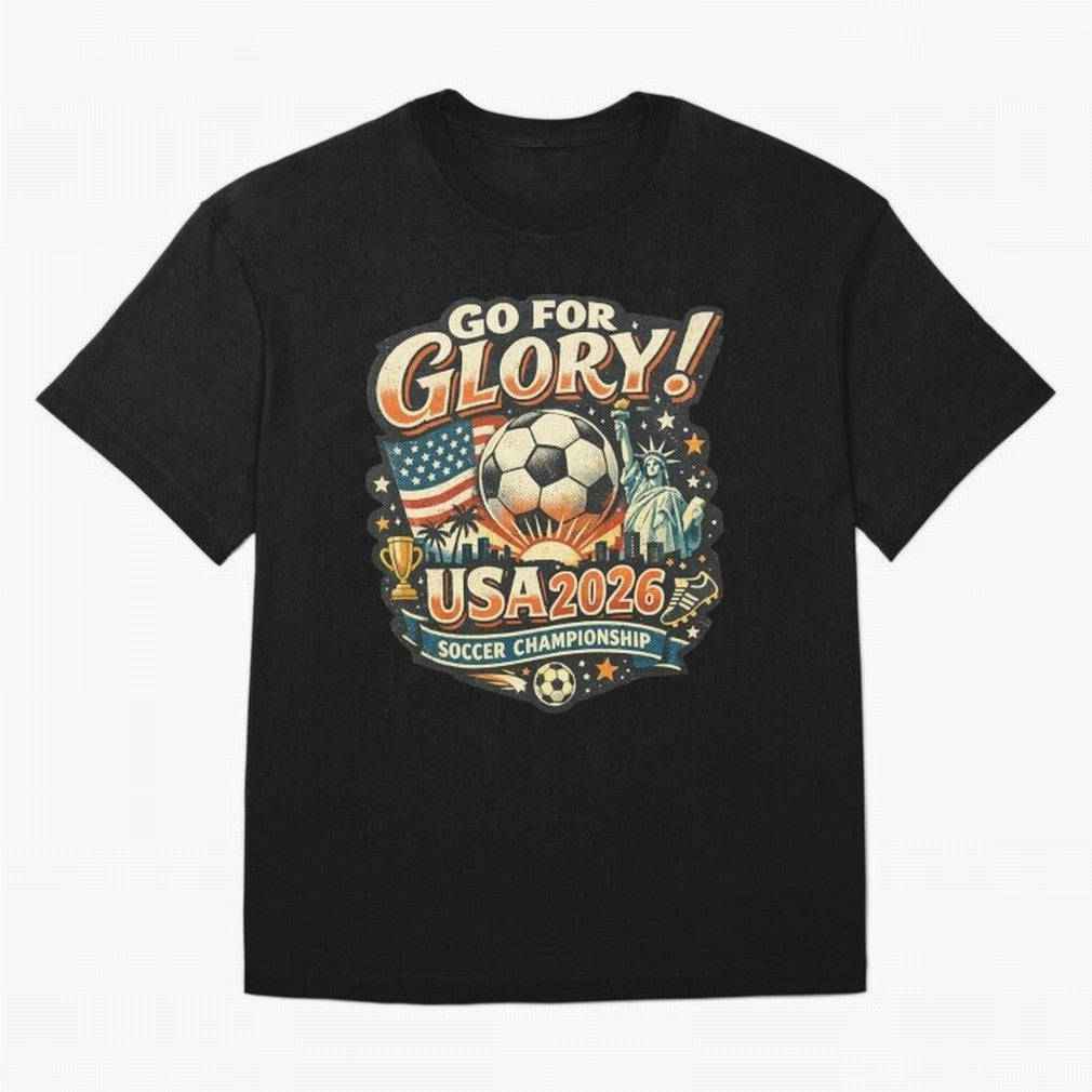 Soccer USA Oversized T-Shirt Represent Football Lovers during FIFA World Cup 2026 USA Canada Mexico for Fans of Mbappe and Brazil, Portugal and Argentina, Bringing Retro Football Energy, Iconic Rivalries, Trophy Chase Drama and Stadium Atmosphere;