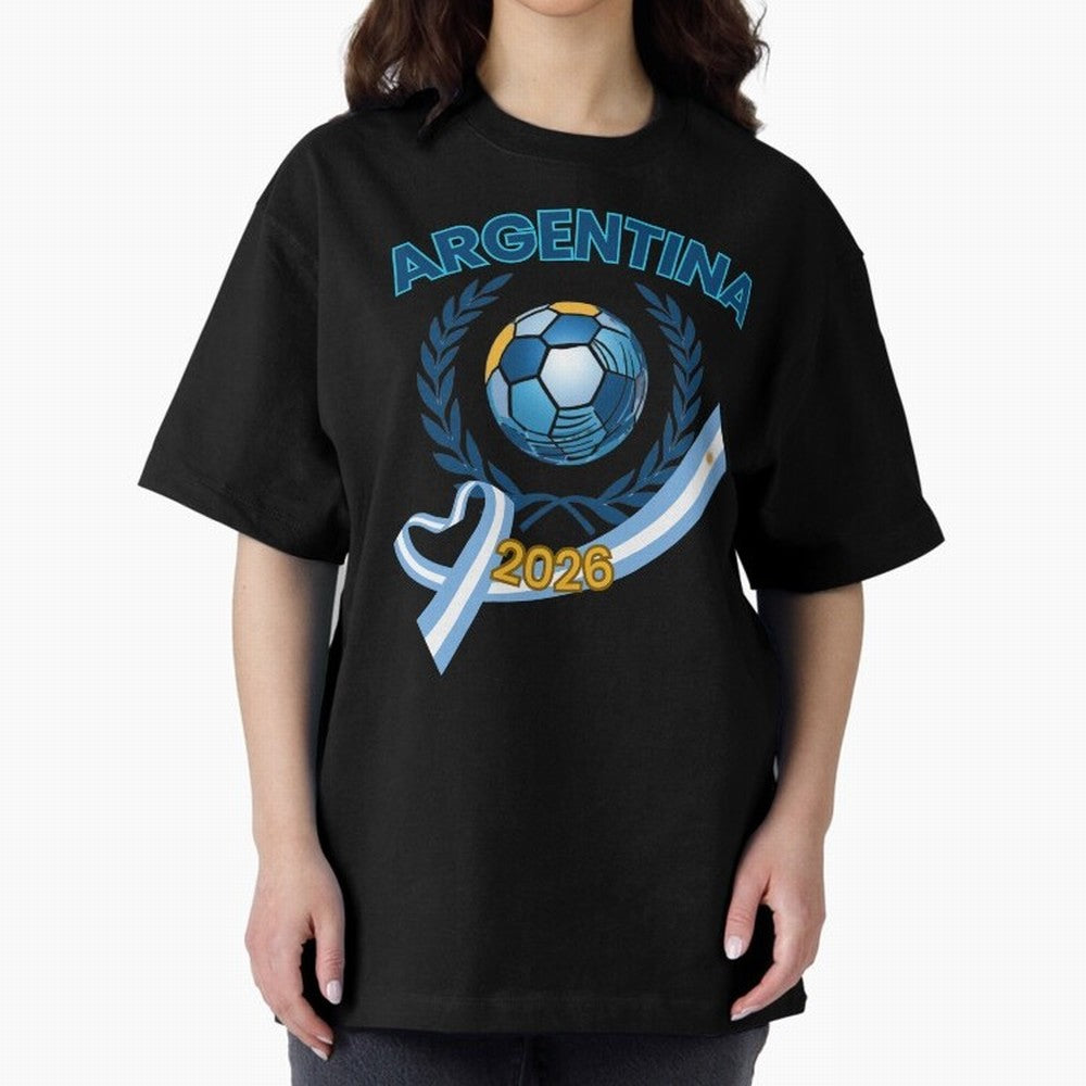 Argentina 2026 Oversized T-Shirt Celebrate Every Goal in the FIFA World Cup 2026 USA Canada Mexico Journey through Mbappe Highlights, England and Germany Pride, Championship Spirit, Famous Goals, Roaring Crowds and International Football Unity;