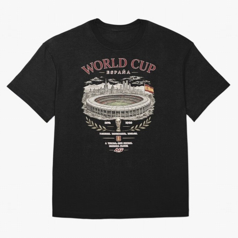 Spain World Cup Vintage Streetwear Oversized T-Shirt Feel the Roar of the FIFA World Cup 2026 Journey through CR7 and Messi Highlights, Argentina Pride, Retro Football Energy, Iconic Rivalries, Trophy Chase Drama and Stadium Atmosphere; Ideal for
