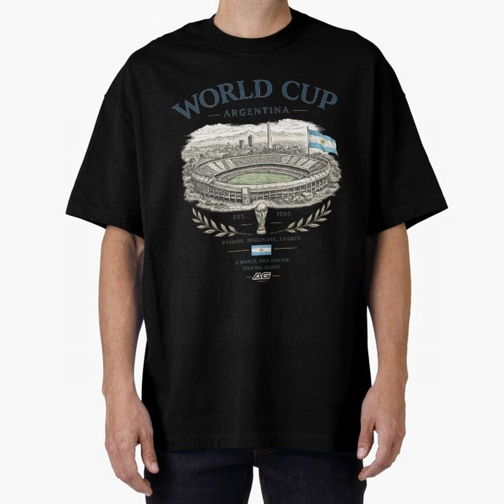 Argentina World Cup Vintage Streetwear Oversized T-Shirt Get Ready for FIFA World Cup 2026 Filled with Mbappe and Neymar, England Energy, Tournament Hype, Historic Matchups, Family Viewing Parties and Global Sports Pride; Perfect for Supporters Who