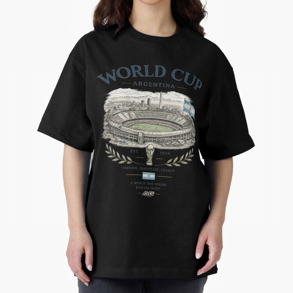 Argentina World Cup Vintage Streetwear Oversized T-Shirt Get Ready for FIFA World Cup 2026 Filled with Mbappe and Neymar, England Energy, Tournament Hype, Historic Matchups, Family Viewing Parties and Global Sports Pride; Perfect for Supporters Who