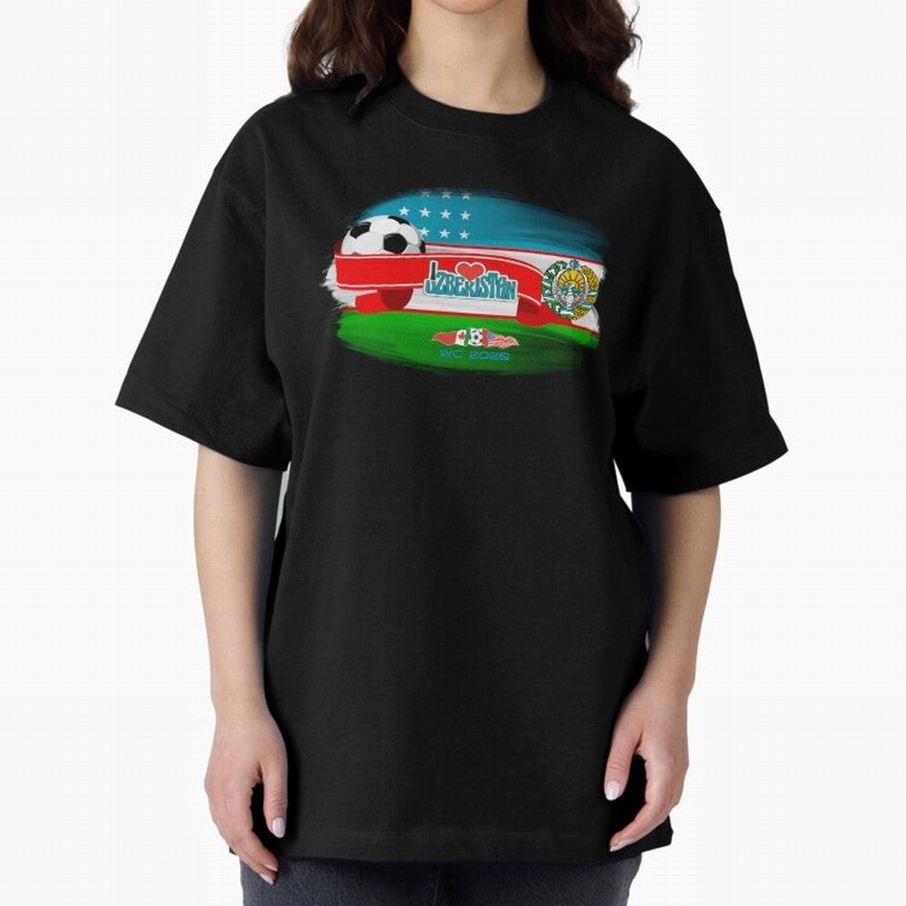 UzbekistanWC 2026 Oversized T-Shirt Celebrate Football Heritage in FIFA World Cup 2026 USA Canada Mexico Made for Messi, Argentina and Brazil Energy, Sports Nostalgia, International Competition, Famous Players and Unforgettable Victories; Created