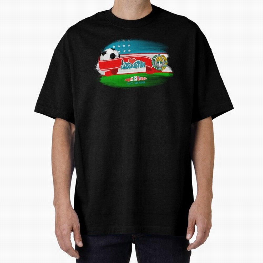 UzbekistanWC 2026 Oversized T-Shirt Celebrate Football Heritage in FIFA World Cup 2026 USA Canada Mexico Made for Messi, Argentina and Brazil Energy, Sports Nostalgia, International Competition, Famous Players and Unforgettable Victories; Created
