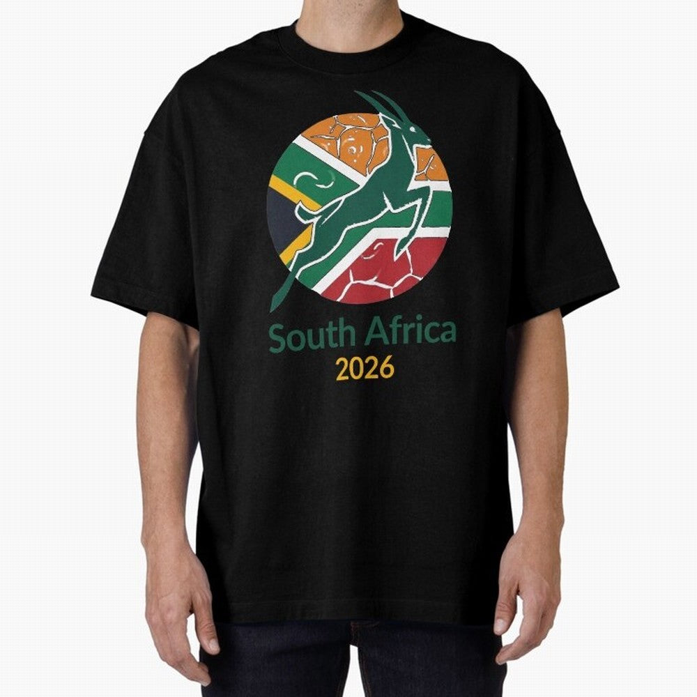 South Africa 2026 Oversized T-Shirt Step into the FIFA World Cup 2026 Journey through Mbappe Highlights, England and Germany Pride, Football Passion, Legendary Performances, Festival Vibes and Supporter Community; Ideal for Football Dads, Football
