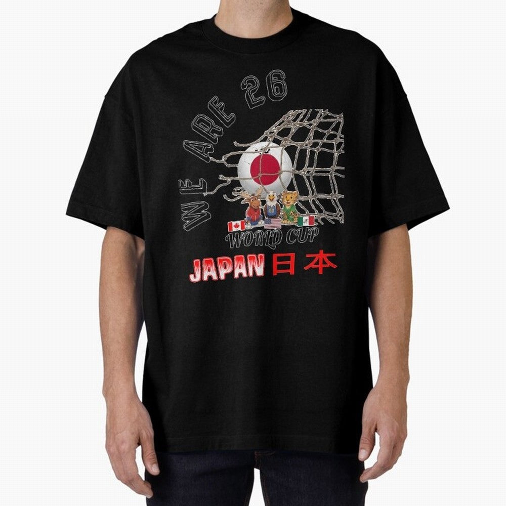 World cup 26 - Japan Oversized T-Shirt Fuel Your Fan Pride for FIFA World Cup 2026 Made for CR7, England and Germany Energy, Sports Nostalgia, International Competition, Famous Players and Unforgettable Victories; Ideal for Fans Who Follow Messi,
