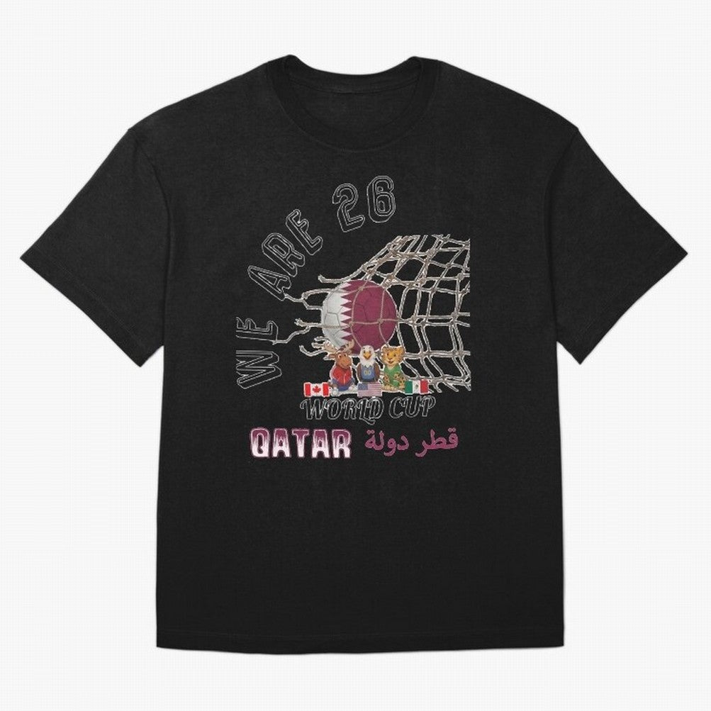 World cup 26 - Qatar Oversized T-Shirt Show Match Day Excitement for FIFA World Cup 2026 USA Canada Mexico Featuring Messi, CR7 and Mbappe, Portugal Energy, Soccer Culture, Superstar Moments, National Team Dreams and Competitive Fire; Great for