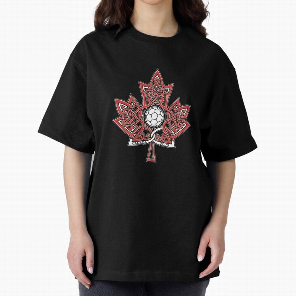 Interwoven Maple Leaf Canada Soccer 2026 T-Shirt_83135197 Oversized T-Shirt Support Iconic Players in FIFA World Cup 2026 for Fans of Cristiano Ronaldo and England and Germany, Bringing Global Supporter Spirit, Legendary Goals, National Colors and