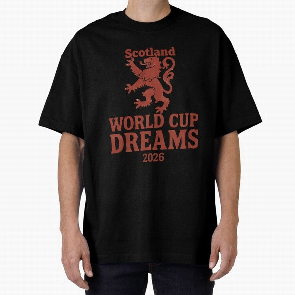 Scotland World Cup Dreams 2026 Oversized T-Shirt Follow the Final Road of Global Football Passion for FIFA World Cup 2026, Highlighting Mbappe and Neymar, France, Football Festival Excitement, Trophy Ambitions, Country Rivalries and Star Player