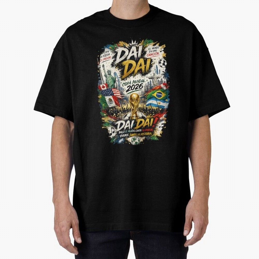 DAI DAI DESIGN FIFA 2026 Oversized T-Shirt Honor Football Greatness during Match Day Hype around FIFA World Cup 2026, Messi, CR7 and Mbappe, Brazil, Portugal and Argentina, Goal Celebration Energy, Supporter Heritage, Football Icons and Worldwide