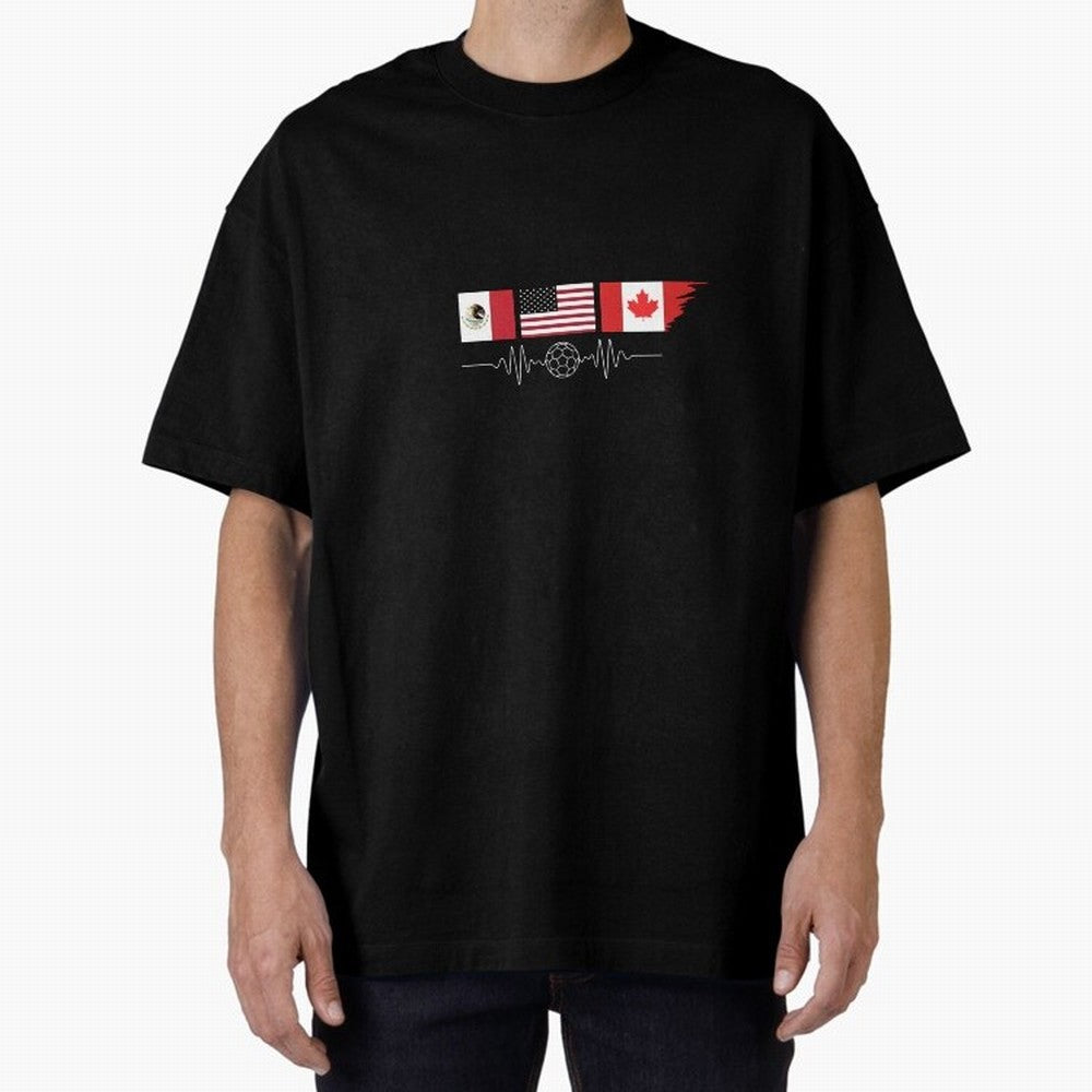 North America Soccer Heartbeat Flags 2026 Cup T-Shirt_82794888 Oversized T-Shirt Show Up for the Glory of the FIFA World Cup 2026 Journey through Messi, CR7 and Mbappe Highlights, Argentina and Brazil Pride, Fan Favorite Moments, National Team