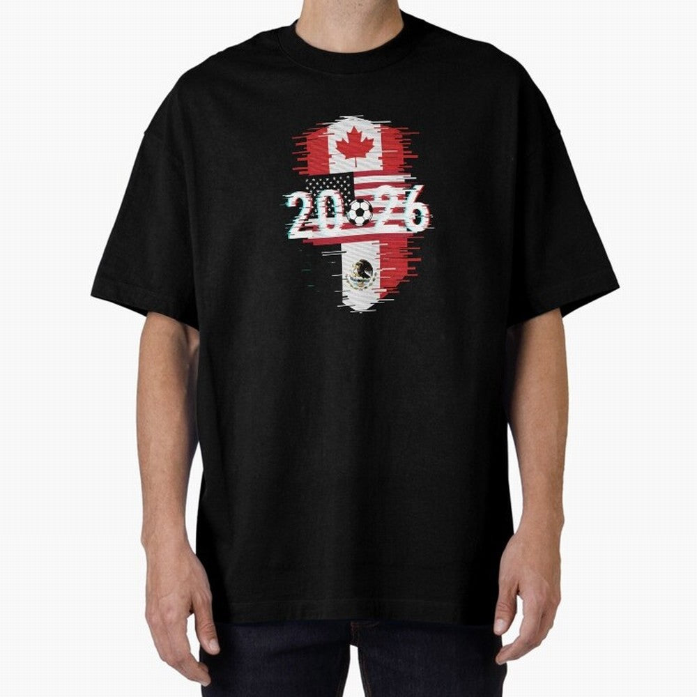 Glitched United 2026 - North America Emblem Cup T-Shirt_82794505 Oversized T-Shirt Bring Champion Energy into Global Football Passion for FIFA World Cup 2026, Connected to Haaland and Mbappe, Netherlands, Stadium Chants, National Pride, Trophy